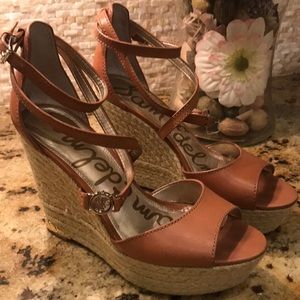 Sam Edelman cognac wedge sz 7